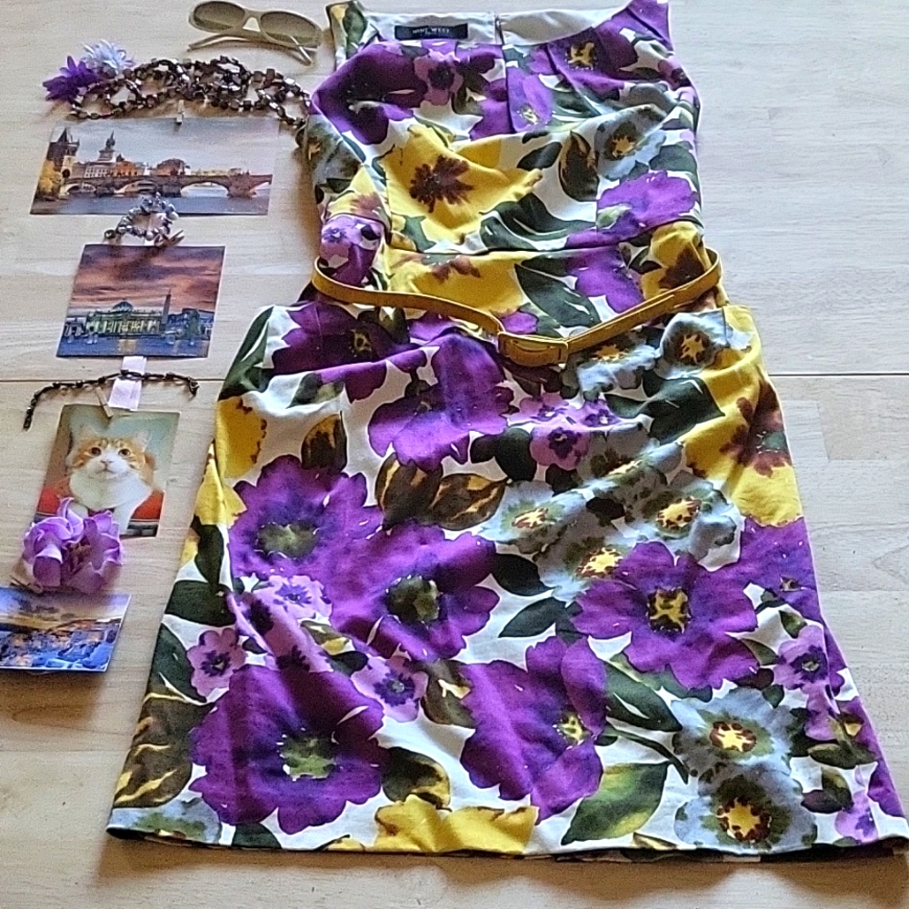 Vintage Nine West Floral Dress with Belt Y2K
